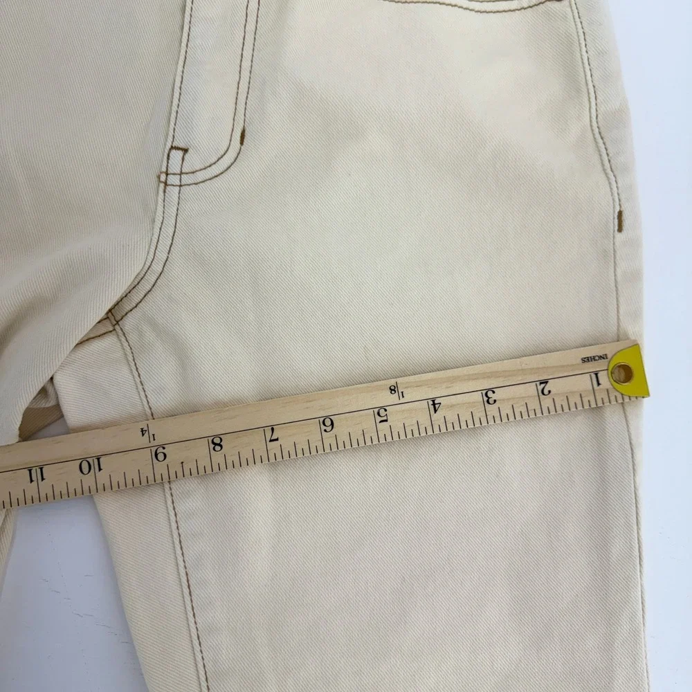 PacSun Stretch Mom Jeans Cream Tan High Rise Tapered Denim Size 26 - Picture 9 of 15